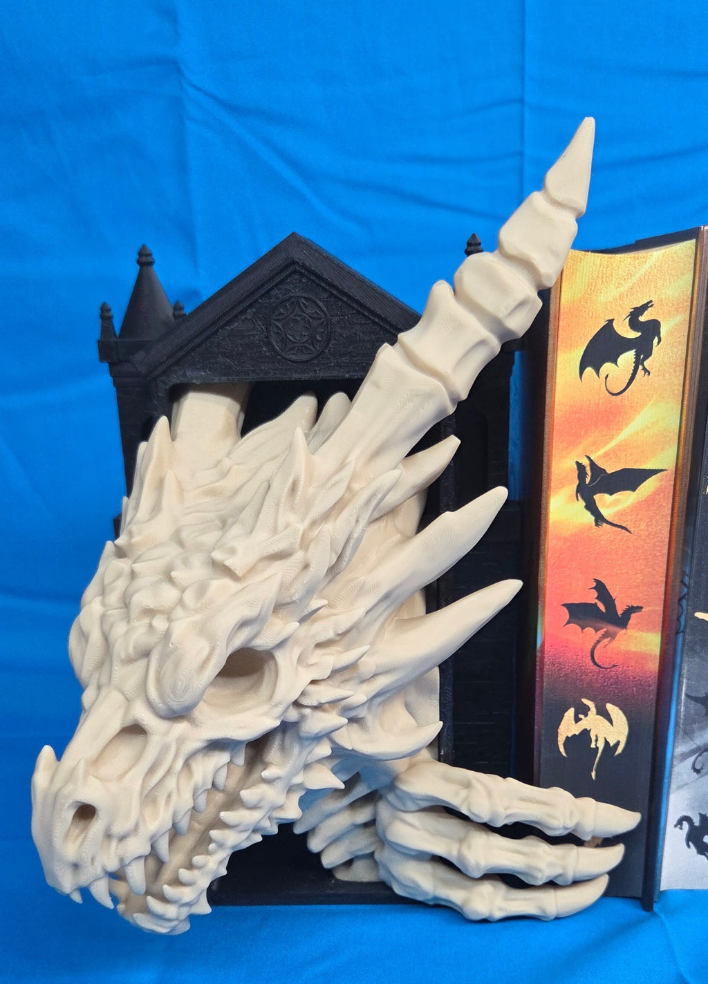 3D Printed Bone Dragon Emerging Book Nook