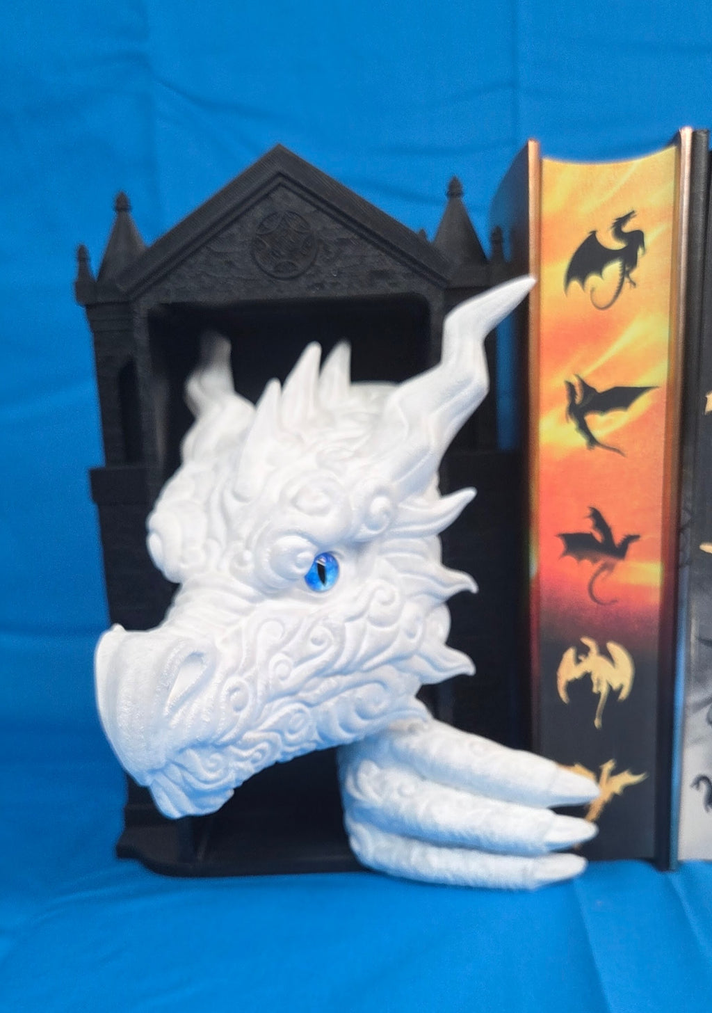 3D Printed Cloud Dragon Emerging Book Nook