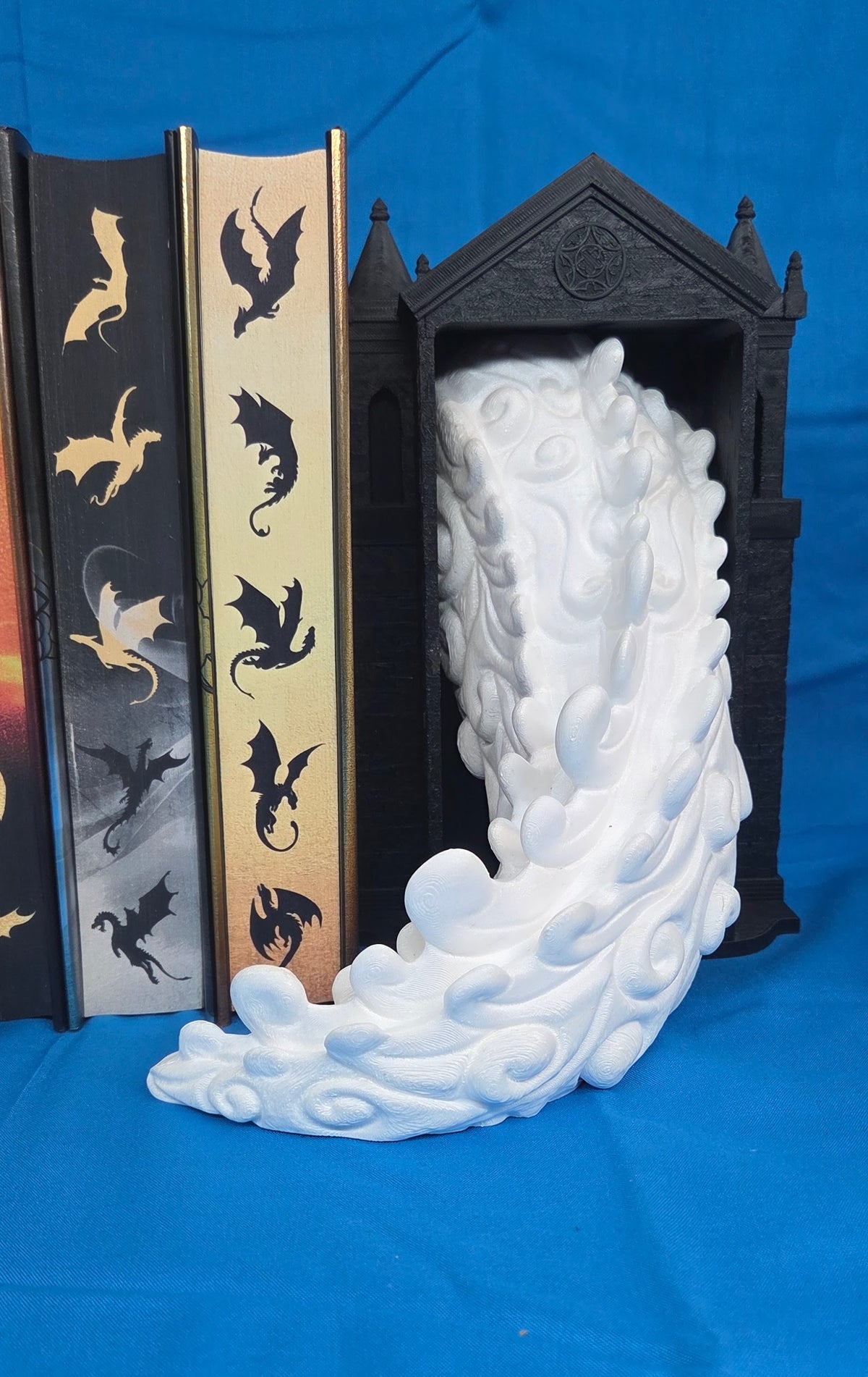3D Printed Cloud Dragon Emerging Book Nook