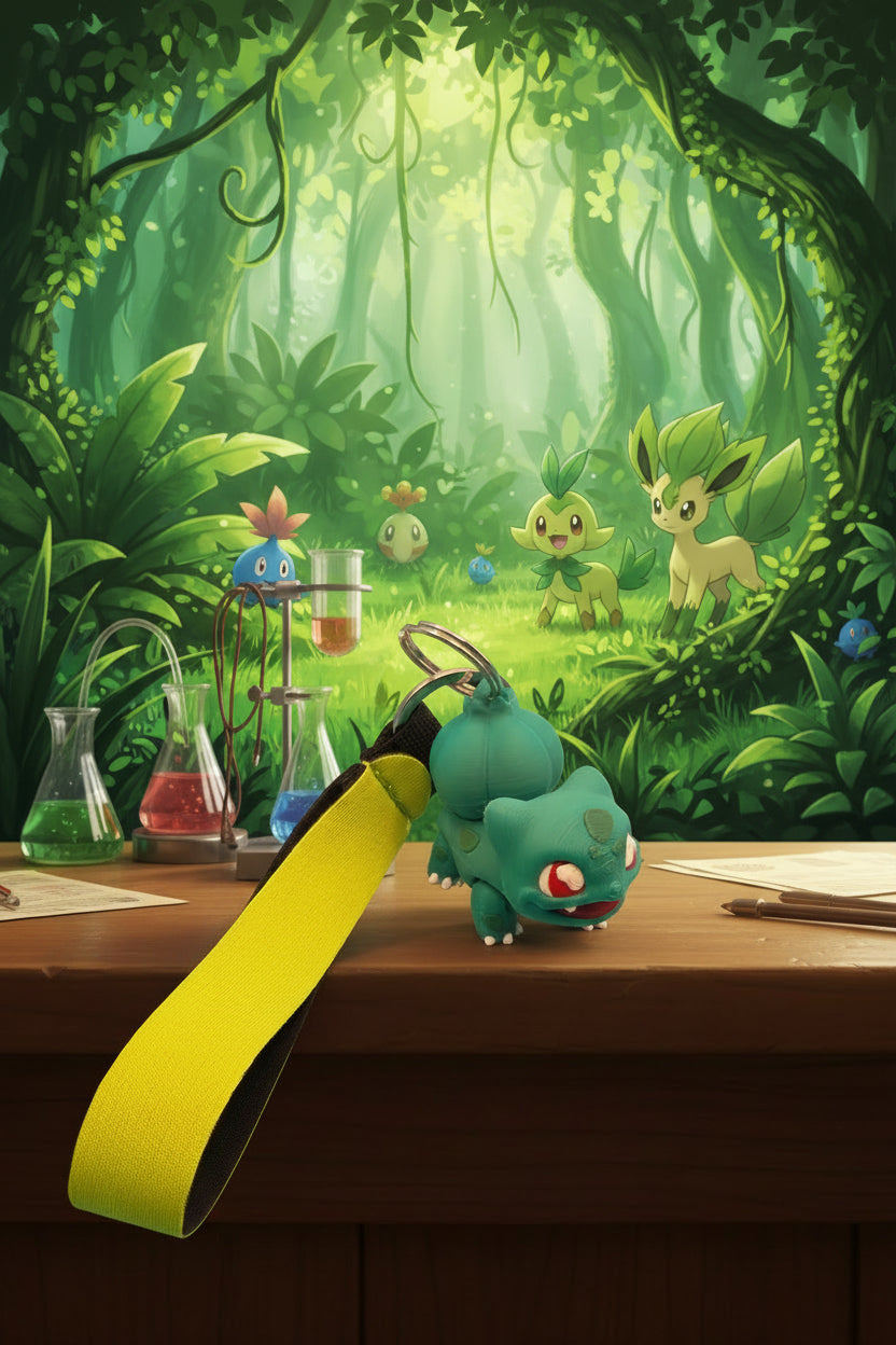 3D printed bulbasaur keychain